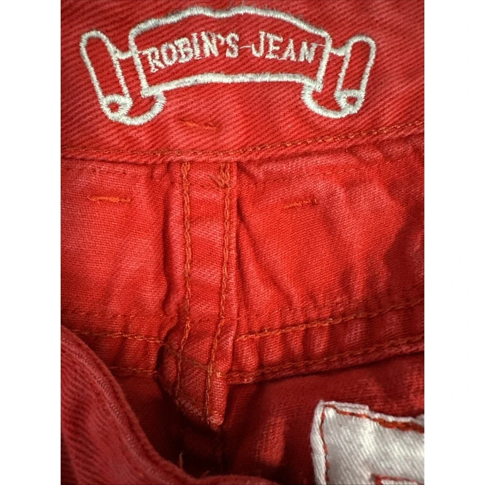 Robin's Jean‎ Men's Straight Fit Jeans Size 42 Red Rhinestone Back Pocket Flap